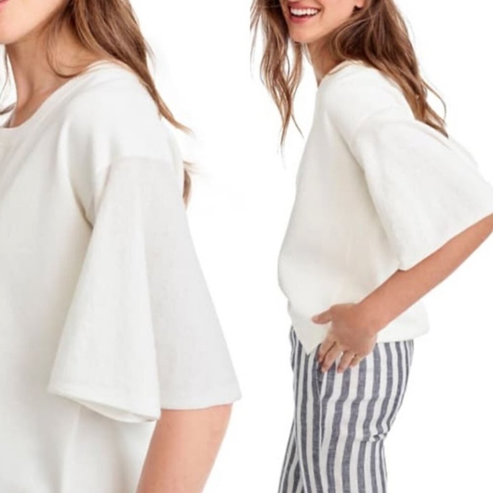 J Crew Dramatic Sleeve Cotton Sweater